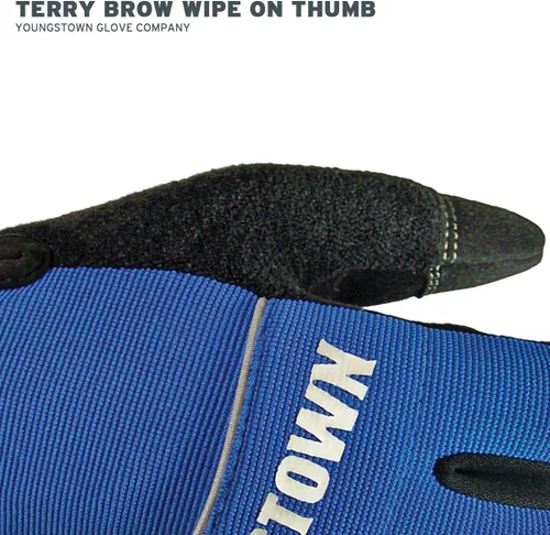 Vista 5 de Youngstown Glove Mechanics Plus - Guantes de trabajo mecánico para hombre, ligeros, pantalla táctil, lavables a máquina, color azul, talla S
