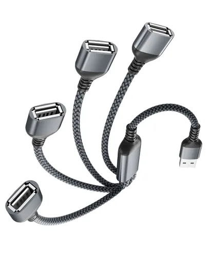 Vista 8 de Elebase Divisor USB de 1 en 4 salidas de 1 pie, cargador USB Sp-Litter, cable USB Y multipuerto, cable divisor de extensión USB, adaptador de carga
