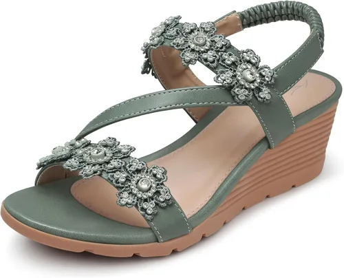 Vista 13 de SHIBEVER Womens Wedge Sandals: Well-Cushioned and Support for Comfortable Beige
