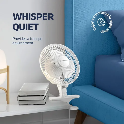 Vista 4 de NEXAIR Ventilador de clip de 6 pulgadas, rotación de 360 grados, ventilador de clip portátil de dos velocidades con agarre de abrazadera fuerte