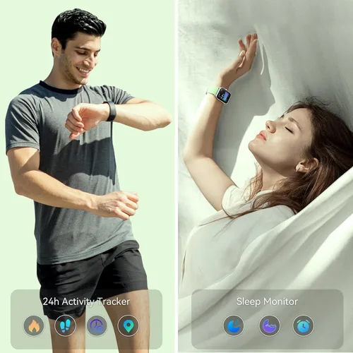 Vista 5 de aeac Relojes inteligentes para mujeres y hombres, Android y iPhone, Alexa integrado, reloj inteligente con pantalla táctil de 1.8 pulgadas con Verde