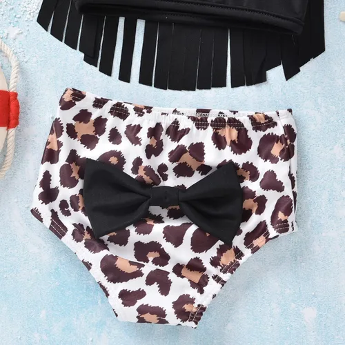 Vista 4 de Traje de baño de dos piezas con borlas, traje de baño de verano para niñas pequeñas