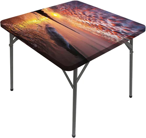 Vista 23 de Mantel cuadrado para mesa de paisaje, majestuosa escena matutina brumosa Triglav National Elástico, se adapta a mesas de 24 x 24 pulgadas