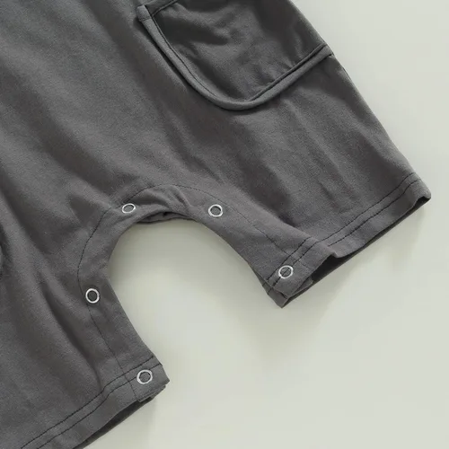 Vista 25 de Mameluco unisex de manga corta para bebé recién nacido, con botones, de una pieza, ropa de color sólido