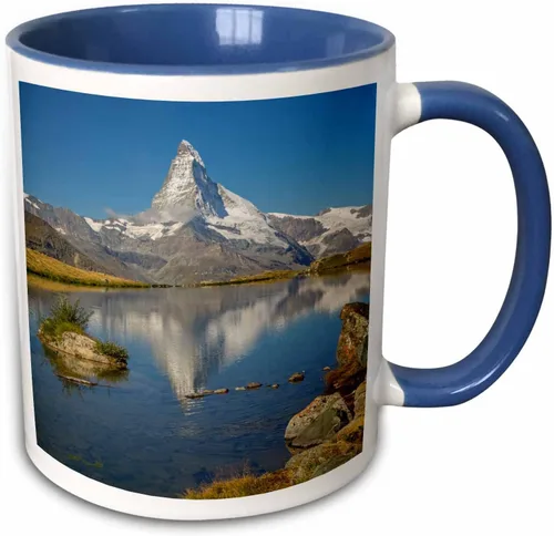 Vista 7 de 3dRose Danita Delimont – Mountain – Suiza, Zermatt, Matterhorn reflected in Stellisee – Tazas, Negro/Blanco