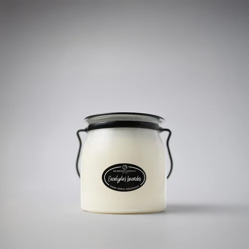 Vista 3 de Milkhouse Candle Company - Eucalipto Lavanda - Colección Creamery - Velas de soja con doble mecha de algodón de 16 onzas con cera de abejas - Largo