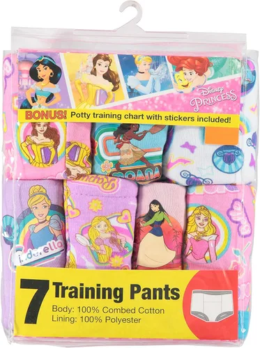 Vista 4 de Disney Girls' Princess Potty Training Pants Include Success Chart & Stickers With Cinderella, Belle, Moana & More in Sizes 2t, 3t, 4t