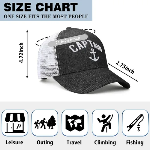 Vista 4 de Sombrero de capitán al aire libre, sombrero de caza, sombrero de pie grande, gorra de béisbol de montaña, gorra de camionero para hombres y mujeres
