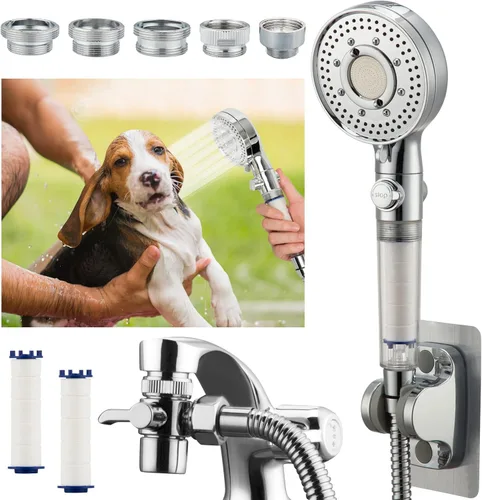 Vista 7 de KLLEYNA - Grifo de fregadero para lavado de pelo, accesorio para cabezal de regadera para bañera con 5 adaptadores, rociador de fregadero