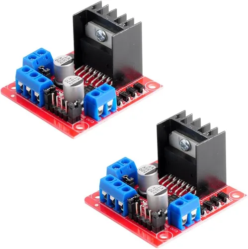Vista 4 de Módulo de control de placa de controlador de motor L298N de 2 piezas con kit de motor TT de 4 piezas, motor de caja de cambios de CC soldado