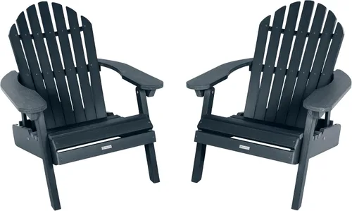 Vista 10 de highwood AD-KITCHL6-BKE Hamilton - Sillas Adirondack plegables y reclinables, juego de 2 piezas, color negro