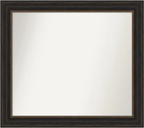 Vista 1115 de Amanti Art Espejo de pared personalizado no biselado (25 x 25 pulgadas), marco de bronce acentuado, varios tamaños personalizados, espejo de baño