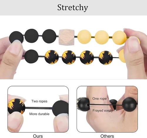 Vista 3 de Weixiltc Llavero de pulsera para mujer, pulsera de cuentas de silicona, llavero para llaves de coche