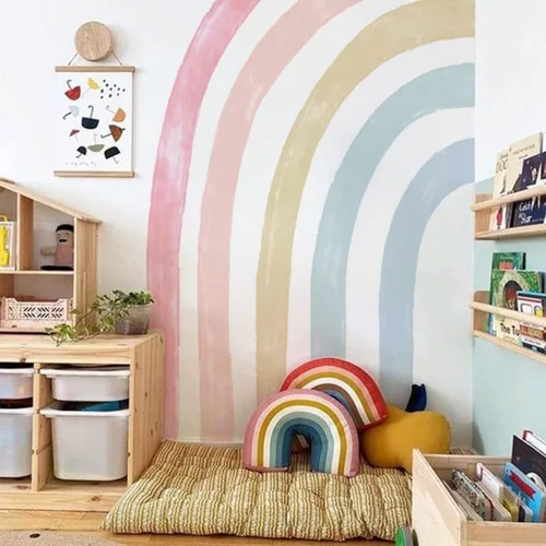 Vista 10 de Calcomanías de pared de acuarela de gran tamaño para despegar y pegar, autoadhesivas, precortadas, coloridas calcomanías de arte de pared