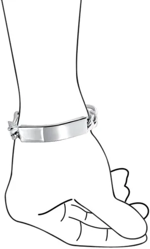 Vista 5 de Bling Jewelry Cadena de eslabones cubanos chapada en nombre de identificación para hombre, nombre personalizado, grabado en tono plateado, acero