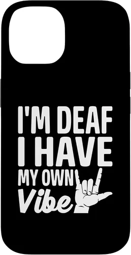 Vista 4 de Funda para iPhone 17 con texto en inglés «Sordo» con texto en inglés «Sordo» con texto «I'm Deaf. I Have My Own Vibe»