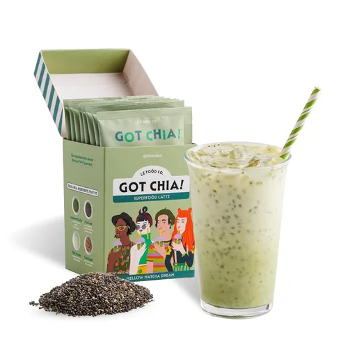 Vista 18 de Le Food Got Chia! Superfood Latte - Mezcla de bebida de semillas de chía Clean Label (6 cajas de 4, flor ámbar oolong)