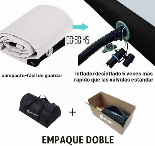 Vista 5 de AKSPORT - Tapete de aire para gimnasia o acrobacias, inflable, con bomba de aire para uso en el Negro