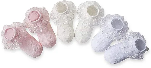 Vista 9 de Juebm Infant Baby Girls Ruffle Socks Toddler Dress socks,Pack of 356 Baby Frilly Lace Ankle Socks