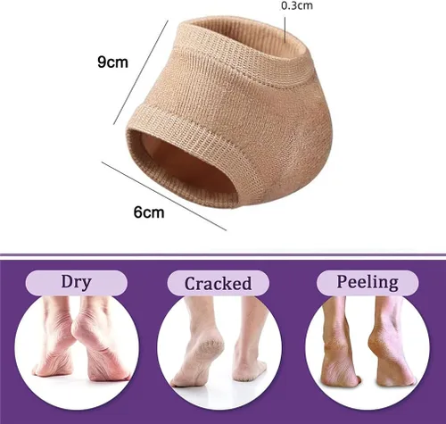 Vista 2 de Calcetines hidratantes para el talón, 2 pares de calcetines de talón suaves forrados de gel para pies secos y ásperos agrietados, calcetines