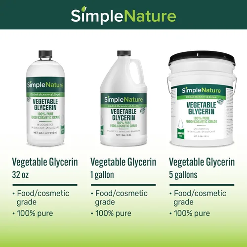 Vista 7 de Simple Nature Glicerina vegetal 100% pura, 2 galones, natural pura de grado alimenticio y cosmético para cuidado de la piel, cuidado del cabello
