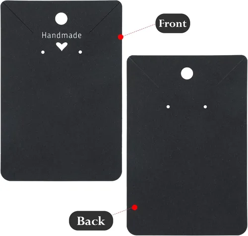 Vista 3 de joycraft 100 tarjetas negras para aretes, collares, tarjetas de exhibición de aretes de papel, tarjetas de joyería personalizadas para vender