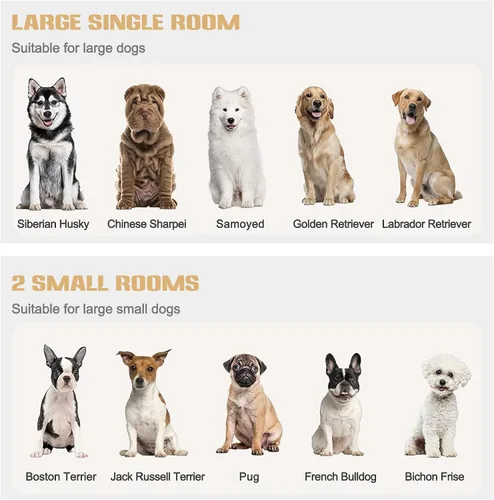Vista 8 de Mueble de jaula para perros con divisor, mesa auxiliar de madera para perreras, casa de perro de raza grande para interiores para un perro grande