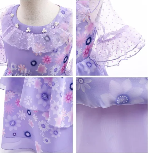 Vista 5 de Encanto Mirabel Isabella - Disfraz de Pepa para niñas, disfraz de princesa, varios accesorios