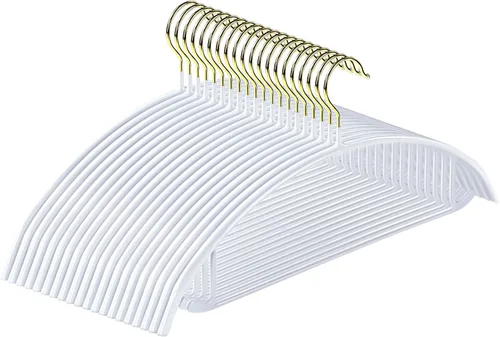 Vista 9 de MOPALL Perchas para ropa, paquete de 20 perchas antideslizantes para suéter sin protuberancias en los hombros, 16.5 pulgadas de ancho, duraderas