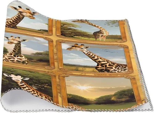 Vista 3 de Animal Giraffe Placemats Set of 6 Resistant Table Mats Washable Place Mats for Dinner Party Table Decoration