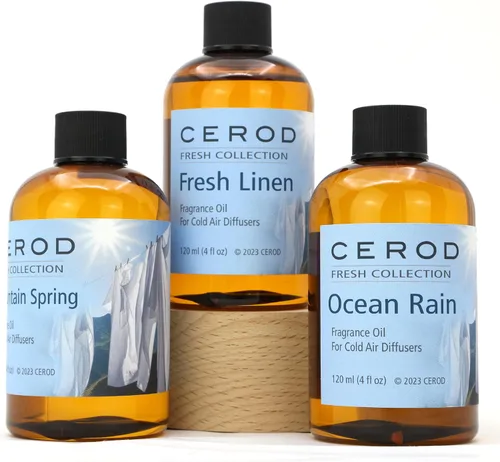 Vista 8 de CEROD Fresh Collection - Juego de aromas (3) – Aceite difusor para difusores sin agua de aire frío – Lino fresco, primavera de montaña, lluvia