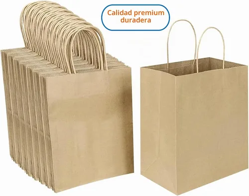 Vista 5 de Bolsas de papel kraft grandes de 57 libras con asas, 50 unidades, 12 x 17 x 7 pulgadas, bolsas de compras duraderas, reutilizables y ecológicas
