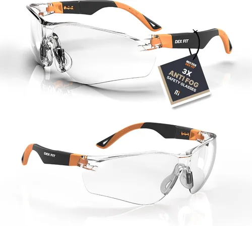 Vista 11 de DEX FIT Gafas de seguridad SG210N – Antivaho y resistentes a los arañazos Z87.1 protección ocular, patillas ajustables y agarre antideslizante