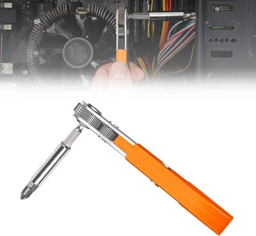 Vista 5 de Juego de 12 mini llaves de trinquete de 1/4 de pulgada de ángulo recto de acero de 36 dientes, mango reversible de 90 grados con juego de puntas