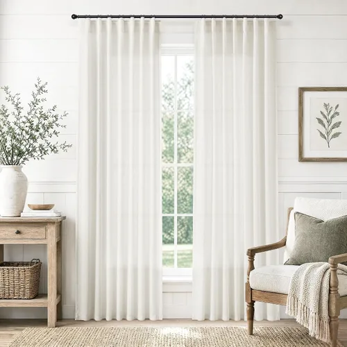 Vista 41 de Jowels Natural Linen Curtains 96 Inches Long 2 Panels for Living Room
