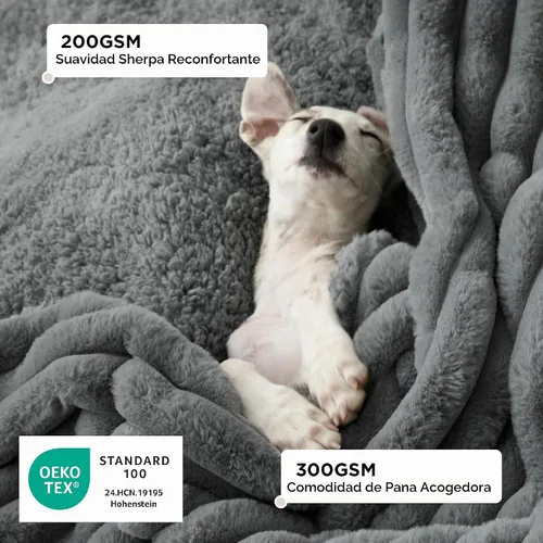 Vista 3 de Bedsure ComfyFleece® Waterproof Blanket for Bed, Twin（60"x80"） Warm Grey Gris cálido