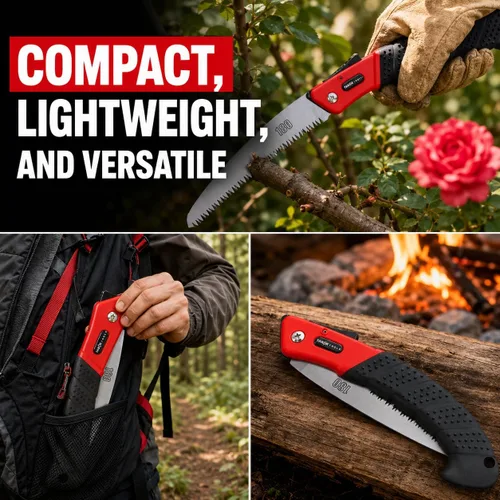 Vista 6 de TABOR TOOLS TTS25A - Sierra plegable con hoja curvada de 8 pulgadas, sierra de mano plegable para podar árboles, recortar ramas y cortar madera