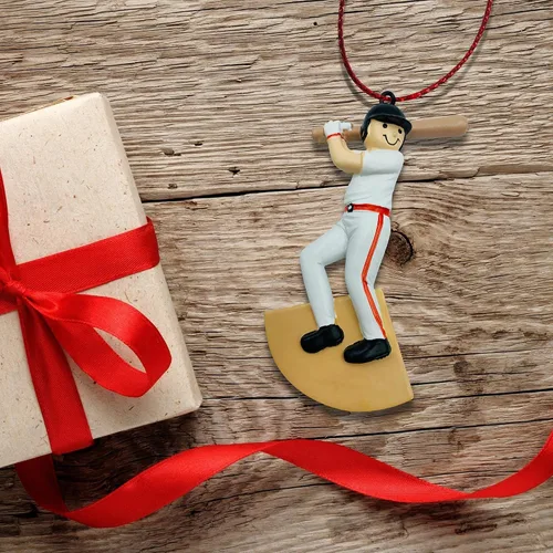 Vista 6 de Adornos navideños de béisbol personalizados