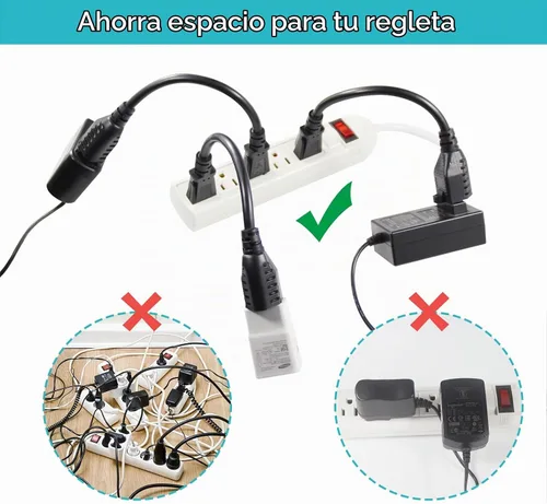 Vista 4 de [1 Pack] Cable de extensión de alimentación corto de 6 pulgadas - Cable de extensión de 3 clavijas mini negro para interiores con puesta a tierra