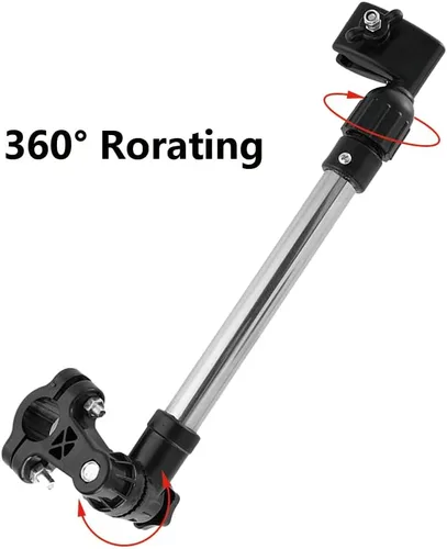 Vista 4 de Tiiyee Soporte de paraguas de bicicleta ajustable de 360 ° al aire libre retráctil de acero inoxidable para bicicleta, soporte de barra, soporte