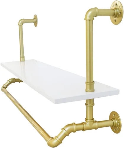 Vista 7 de Perchero montado en la pared, moderno y simple soporte de exhibición de metal pesado, barra de ropa, toallero colgante de baño, barra colgante