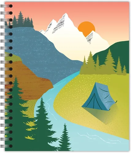 Vista 15 de Cuaderno pequeño de diseño encuadernado en espiral, diseño de puesta de sol en la playa, 9.75 x 7.5 pulgadas, 70 hojas, 100% reciclado, poages