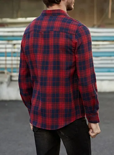 Vista 2 de JMIERR - Camisas de manga larga con botones para hombre, camisa informal de franela de algodón