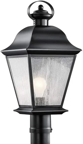 Vista 2 de Kichler Mount Vernon - Luz de poste para exteriores de 19.5 pulgadas con cristal transparente sembrado, color negro