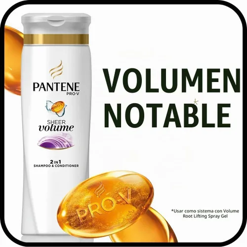 Vista 5 de Pantene Pro-V Champú y Acondicionador 2 en 1, Volumen Puro con Colágeno, 12.6 Onzas