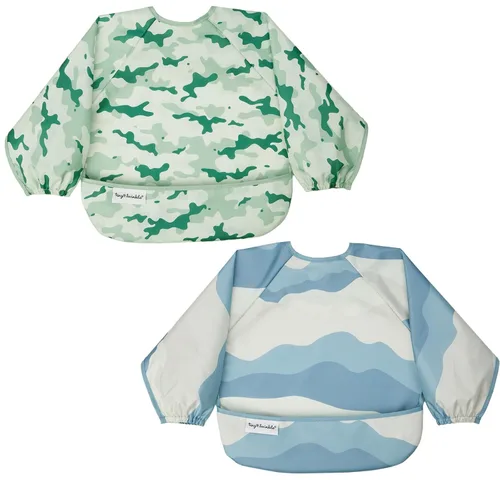 Vista 34 de Tiny Twinkle Babero de manga larga para bebés y niños pequeños Paquete de 2 baberos impermeables para comer, lavable a máquina y artículos