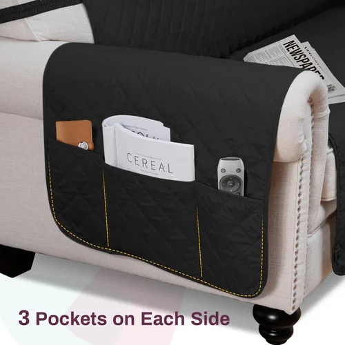 Vista 6 de CAPALOCA Funda de sofá 100% impermeable para perros, lavable, antideslizante, funda protectora de 3 cojines con bolsillos