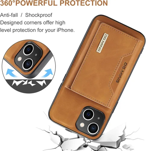 Vista 7 de ZCDAYE Funda tipo cartera para iPhone 11, iPhone 11 (6.1 pulgadas), piel marrón con tarjetero extraíble y función atril
