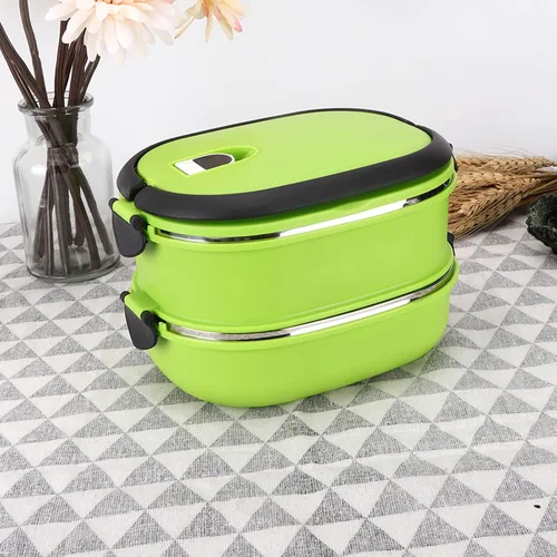 Vista 7 de Contenedor de almuerzo Bento, lonchera térmica de acero inoxidable con aislamiento portátil, lonchera Bento para adultos, contenedor portátil