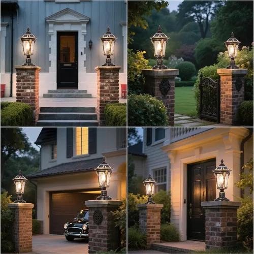 Vista 6 de Luces solares para postes de 15.75 pulgadas para exteriores, modernas lámparas de pilar de columna, farol LED de poste alimentado por energía solar